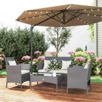 Outsunny 4-Piece Rattan Outdoor Furniture Set Patio Furniture Set with Coffee Table 22.8" W x 21.7" D x 33.5" H Black & Cream(m-10)