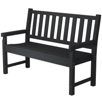 Outsunny 2-Person Garden Bench, HDPE Outdoor Bench with 530 lbs Capacity, Curved Seat for Backyard, Park, Porch, Lawn, Black(m-1)
