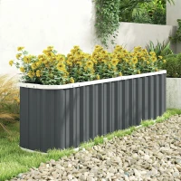 Outsunny Galvanized Raised Garden Bed, Deep Root Planter Box, Outdoor Garden Bed with Plant Labels, 7' x 2' x 2', Dark Grey(m-8)