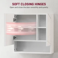 kleankin Medicine Cabinet, Wall Mounted Bathroom Mirror Cabinet with Mirrored Door, Adjustable Shelf and Soft Close Mechanism(m-7)