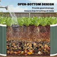 Outsunny Galvanized Raised Garden Bed, Deep Root Planter Box, Outdoor Garden Bed with Plant Labels, 5' x 2' x 2', Light Green(m-10)