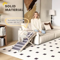 PawHut Dog Ramp, Folding Pet Ramp, 4 Adjustable Height from 15" to 19", Dog Step with Side Rails for Small to Large Pets(m-7)