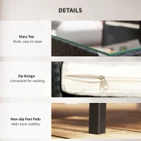 Outsunny 4-Piece Rattan Outdoor Furniture Set Patio Furniture Set with Coffee Table 22.8" W x 21.7" D x 33.5" H Black & Cream(m-6)