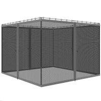 Outsunny Replacement Mosquito Netting for Gazebo 13' x 13' Black Screen Walls for Canopy with Zippers, Dark Grey(m-2)