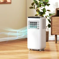 HOMCOM 10000 BTU Portable 4-in-1 Air Conditioner with Cool, Dehumidifier, Fan, Sleep, WiFi Voice Remote Control, White(m-1)