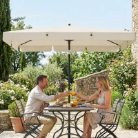 Outsunny 6' x 4' Patio Umbrella with Tilt, Rectangular Outdoor Umbrella for Garden, Beige(m-8)