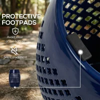 Outsunny 12" Steel Patio End Table, Round Hollow Drum Side Table, Accent Table for Indoor and Outdoor, Navy Blue(m-6)