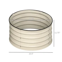 Outsunny Set of 2 Raised Garden Bed, Metal Planter Box with Safety Edging, Easy-to-assemble Stock Tank, Cream(m-3)