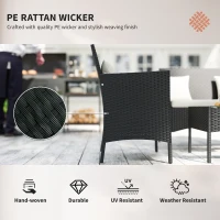 Outsunny 4-Piece Rattan Outdoor Furniture Set Patio Furniture Set with Coffee Table 22.8" W x 21.7" D x 33.5" H Black & Cream(m-5)