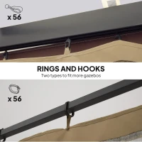 Outsunny Replacement Mosquito Netting for Gazebo 10' x 13' Black Screen Walls for Canopy with Zippers, Khaki(m-7)