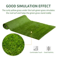 Outsunny Artificial Grass 10' x 3' (30 Square Feet), Fake Grass Turf with UV Protection, Drain Holes for Rain, Green(m-5)