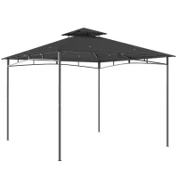 Outsunny 10' x 10' Gazebo, Soft Top Outdoor Gazebo with 2-Tier Roof, Metal Frame, Dark Grey(m-11)