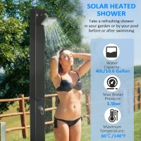 Outsunny 10.6 Gallons Solar Heated Shower with Free-Rotating Shower Head, Temperature Adjustment & Foot Shower(m-4)