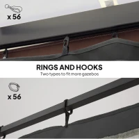 Outsunny Replacement Mosquito Netting for Gazebo 10' x 13' Black Screen Walls for Canopy with Zippers, Black(m-7)