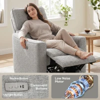 HOMCOM Power Recliner Chair, Linen-look Fabric Upholstered Recliner Chair with USB Ports, Footrest, Grey(m-6)