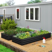 Outsunny 95" x 36" x 12" Galvanized Raised Garden Bed, Easy DIY and Cleaning for Growing Flowers, Herbs, Succulents, Black(m-9)