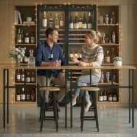 HOMCOM Bar Table Set of 6, Bar Table and Stools for 4, 2 Breakfast Tables and 4 Stools for Living Room, Grey-Brown(m-9)