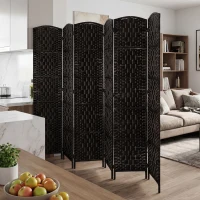 HOMCOM Room Divider, 6 Panel Folding Privacy Screen, 6FT Tall Portable Weave Partition Wall Divider for Bedroom, Coffee(m-7)