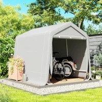 Outsunny 9.2' x 7.9' Garden Storage Tent, Patio Storage Shelter w/ Metal Frame and Double Zipper Doors, Light Grey(m-10)