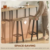 HOMCOM Bar Table Set of 6, Bar Table and Stools for 4, 2 Breakfast Tables and 4 Stools for Living Room, Grey-Brown(m-5)