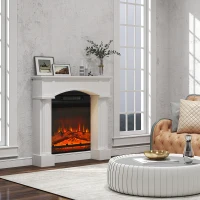 HOMCOM Modern Fireplace Mantel, Freestanding Fireplace Surround for Electric Fireplaces, 43.3" W x 39.8" H, White(m-8)