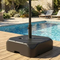 Outsunny Patio Umbrella Base with Wheels, Telescopic Handle, 158 lb Sand or 99 lb Water Filled Umbrella Stand, Black(m-8)