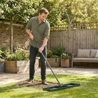 Outsunny Lawn Leveling Rake, 30" x 10" Heavy Duty Yard Leveling Rake with 66.5" Handle for Backyard, Golf Course(m-10)