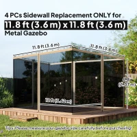 Outsunny Replacement Mosquito Netting for Gazebo 12' x 12' Black Screen Walls for Canopy with Zippers, Beige(m-3)