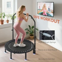 Soozier 40" Foldable Mini Trampoline, Rebounder Trampoline for Adults with Adjustable Foam Handle, Black(m-6)