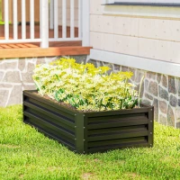 Outsunny Galvanized Raised Garden Bed, 4' x 2' x 1' Metal Planter Box, for Growing Vegetables, Flowers, Herbs, Succulents, Gray(m-8)