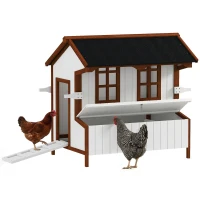 PawHut 47" Chicken Coop Wooden Chicken House Rabbit Hutch Raised Poultry Cage Portable Hen Pen Backyard(m-11)