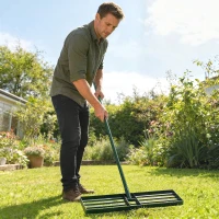 Outsunny Lawn Leveling Rake, 36" x 10" Heavy Duty Yard Leveling Rake with 66.5" Handle for Backyard, Golf Course(m-8)