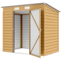 Outsunny 6 x 4FT Galvanized Garden Storage Shed, Metal Outdoor Shed with Double Doors and 2 Vents, Yellow(m-2)
