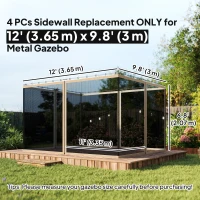 Outsunny Replacement Mosquito Netting for Gazebo 10' x 12' Black Screen Walls for Canopy with Zippers, Beige(m-3)