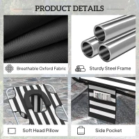 Outsunny Tanning Chair with Face Hole, 5-Level Adjustable Outdoor Chaise Lounge Chair with Pillow for Beach, Pool, Black Stripe(m-6)