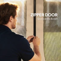 Outsunny Replacement Mosquito Netting for Gazebo 10' x 12' Black Screen Walls for Canopy with Zippers, Beige(m-6)