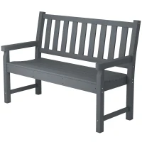 Outsunny 2-Person Garden Bench, HDPE Outdoor Bench with 530 lbs Capacity, Curved Seat for Backyard, Park, Porch, Lawn, Gray(m-1)