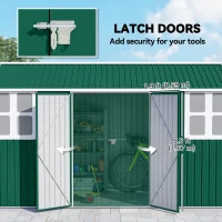 Outsunny 12' x 5.5' Metal Garden Storage Shed, Outdoor Tool Storage House with Lockable Door, Vents, Sloped Roof, Green(m-7)