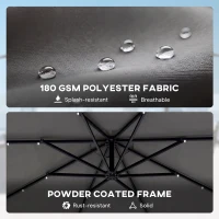 Outsunny 10 ft Cantilever Patio Umbrella with Light, Weight, Offset Hanging Outdoor Umbrella with Protective Cover, Dark Gray(m-9)
