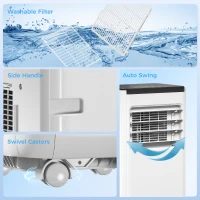 HOMCOM 10000 BTU Portable 4-in-1 Air Conditioner with Cool, Dehumidifier, Fan, Sleep, WiFi Voice Remote Control, White(m-10)