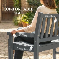 Outsunny 2-Person Garden Bench, HDPE Outdoor Bench with 530 lbs Capacity, Curved Seat for Backyard, Park, Porch, Lawn, Gray(m-7)