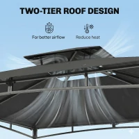 Outsunny 10' x 10' Gazebo, Soft Top Outdoor Gazebo with 2-Tier Roof, Metal Frame, Dark Grey(m-6)