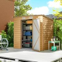 Outsunny 6 x 4FT Galvanized Garden Storage Shed, Metal Outdoor Shed with Double Doors and 2 Vents, Yellow(m-1)