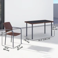 Outsunny 5 Pieces Outdoor Dining Set for 4, PE Wicker Rattan Patio Furniture Set with Stackable Chairs and Glass Table Top(m-3)