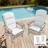 Outsunny Patio Chair Cushion for Adirondack Chairs Replacement Cushion with Back and Ties, Light Grey(m-10)