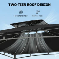 Outsunny 10' x 10' Gazebo, Soft Top Outdoor Gazebo with 2-Tier Roof, Metal Frame, Black(m-6)