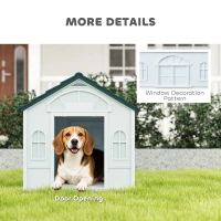 PawHut Plastic Dog House for Medium and Small Dogs, Water Resistant Puppy Shelter Indoor Outdoor with Door, Easy to Assemble, Blue(m-6)