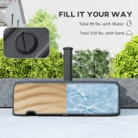 Outsunny Patio Umbrella Base with Wheels, Telescopic Handle, 158 lb Sand or 99 lb Water Filled Umbrella Stand, Black(m-5)