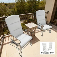 Outsunny Patio Chair Cushion for Adirondack Chairs Replacement Cushion with Back and Ties, Light Grey(m-8)