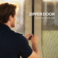 Outsunny Replacement Mosquito Netting for Gazebo 10' x 13' Black Screen Walls for Canopy with Zippers, Khaki(m-6)